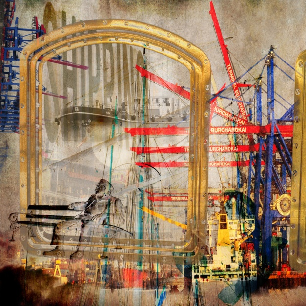 Collage aus dem Hamburger Hafen